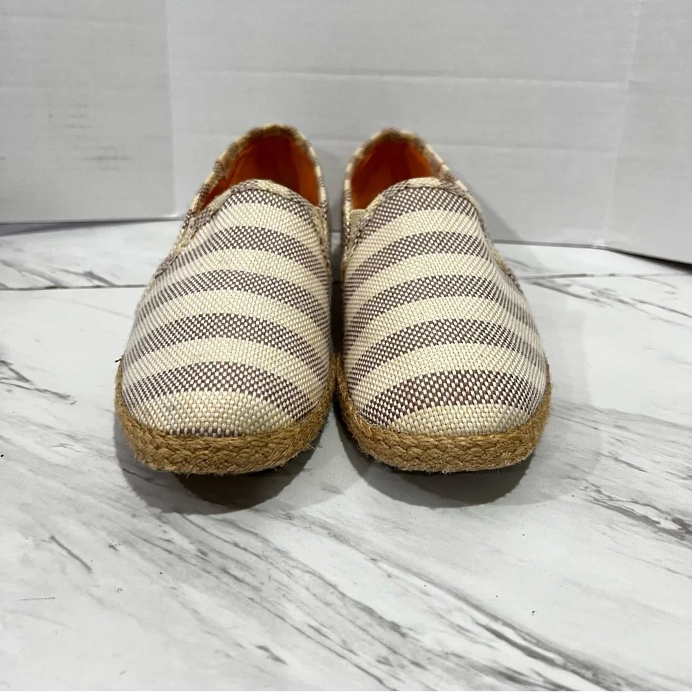 Keds Size 8  Espadrille Slip On Canvas Flats Slides Loafers Striped Tan Cream